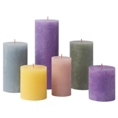 Image of Bolsius Rustic Pillar Candles Gift Set of 6 Memphis Decorative Household Length Burning Time Unscented Includes Natural Plant Wax Without Palm Oil