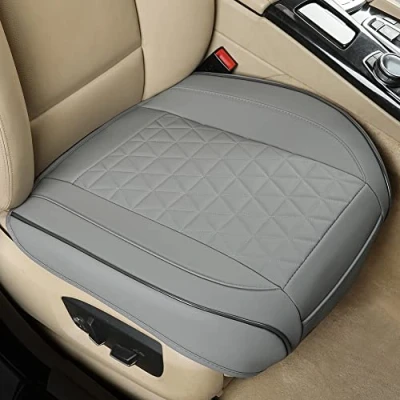 Image of Black Panther 1 Pair Luxury PU Leather Front Car Seat Covers for Bottoms, Universal Fit 90% of Cars, Triangle Quilting Design, 53 x 52 cm (Gray)