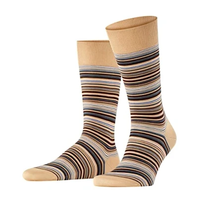 Image of FALKE Men&#039;s Microblock M So Cotton Patterned 1 Pair Socks, Beige Country 4380, 7 8