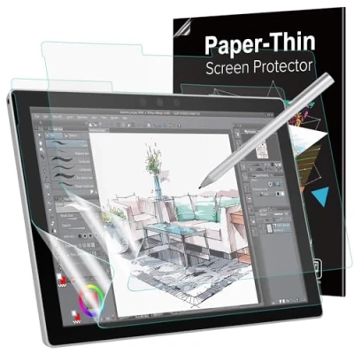 Image of MoKo Matte Screen Protector for Microsoft Surface Pro 7 plus/Pro 7/Pro 6/Pro 5/Pro 4/Pro LTE Tablet, Anti Reflection PET Film, Write Draw and Sketch with Pen Like on Paper, 2 Pack, Clear
