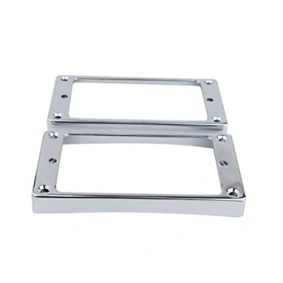 Image of Guyker Curved Bottom Metal Humbucker Pickup Mounting Ring Set Bridge and Neck Pickups Cover Frame Replacement Compatible with Les Paul LP Style Electric Guitar or Precision Bass(2PCS, Chrome)