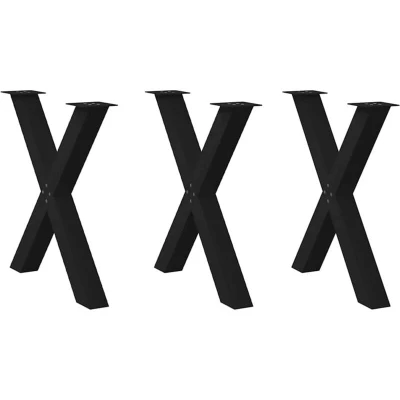 Image of vidaXL Dining Table Legs X Shaped 3 pcs Black 70x(72 73) cm Steel