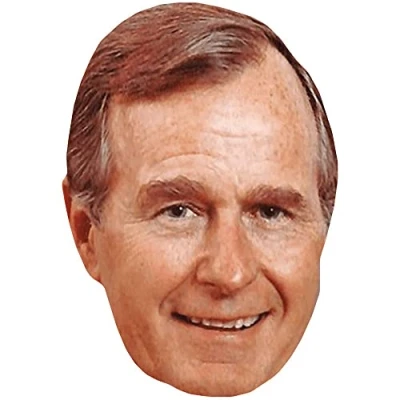 Image of George H W Bush (Smile) Celebrity Mask, Flat Card Face, Fancy Dress Mask