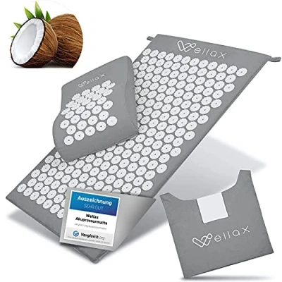 Image of Wellax Acupressure Mat &amp; Cushion Relieves Tension, Promotes Circulation Set with Carry Bag Orange
