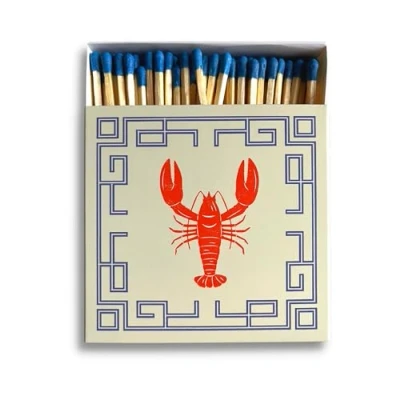 Image of Curator Home Luxury Gift Long Safety Matches I Stylish Square Matchbox (Lobster)
