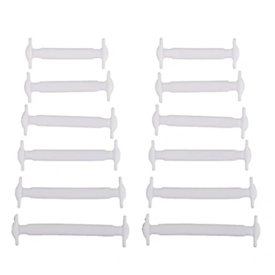 Image of Generic Unisex Kid&#039;s Set of 12pcs Elastic Silicone No Tie Shoe Laces (White) Shoelaces, 6
