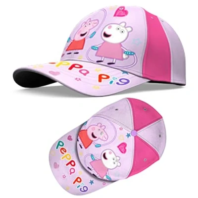 Image of Peppa Plg Girls Baseball Cap, Adjustable Cotton Sun Hat for Children, Light Purple One Size Kids Velcro Closure, Camping, Sports and Summer Accessories 3+ Years