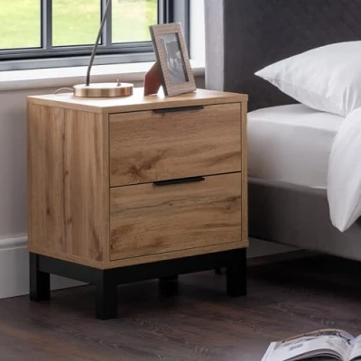 Image of Julian Bowen Oak Wood Bali 2 Drawer Bedside Table