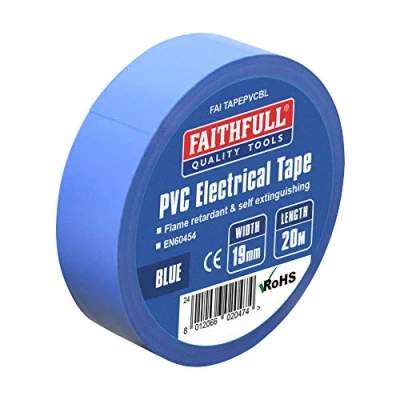 Image of Faithfull FAITAPEPVCBL Blue PVC Electrical Tape 19 mm x 20 m