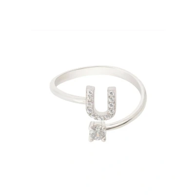 Image of Latelita Womens Initial Ring Silver U White Sterling One Size