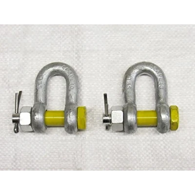 Image of X2 2 Ton Galvanised Dee Shackle with 16MM Yellow Safety Pin