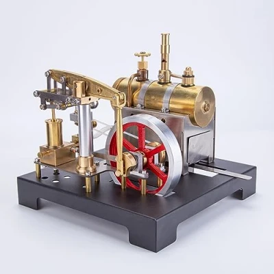 Image of TYFUN RETROL Steam Engine Model Kit,84PCS Full Metal Reciprocating Beam Model,Horizontal Boiler with Centrifugal Regulator,Scientific Experiment Education Toy