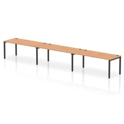 Image of Impulse Bench Single Row 3 Person 1800 Black Frame Desk Oak
