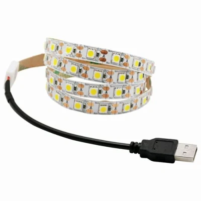 Image of ausuky 5V USB LED Strip Light White TV Backlight Lamp Self Adhesive Flexible Tape Wire (White 4m 240leds)