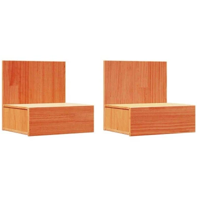 Image of vidaXL Wall mounted Bedside Table 2 pcs Wax brown 42 x 32.5 40 cm