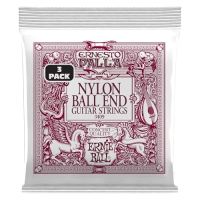 Image of Ernie Ball Ernesto Palla Black and Gold End Nylon Classical Guitar Strings 3 Pack