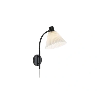 Image of Markslöjd Mira wall light, black/white, iron/fabric, width 22 cm