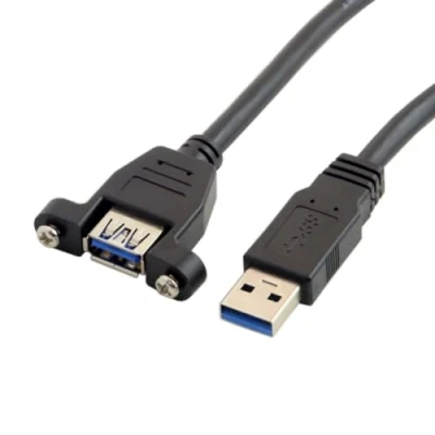 Image of CY USB 3.0 A Type Male to Female Extension Cable with Panel Mount Screws 50cm