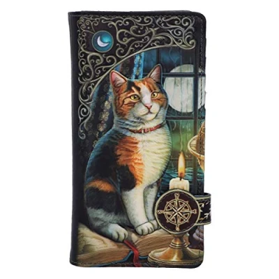 Image of Nemesis Now Lisa Parker Adventure Awaits Calico Cat Ship Embossed Purse, Polyurethane, Black, 18.5cm