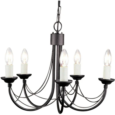 Image of Carisbrooke 5 Light Chandelier Black Finish, E14