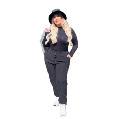 Image of Womens Plus Sized Cargo Trousers Stretch Fit Combat Style Pant Big Sizes Casual Joggers Sports Bottoms (UK, Numeric, 20, 22, Plus, Regular, Black)