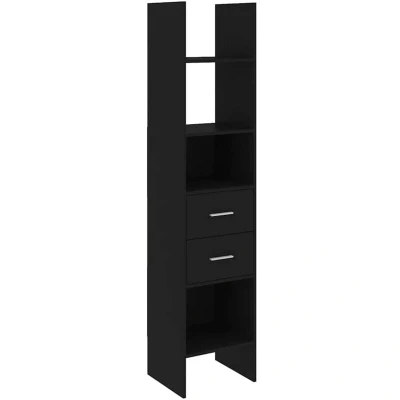 Image of vidaXL Book Cabinet Black 40x35x180 cm Engineered Wood