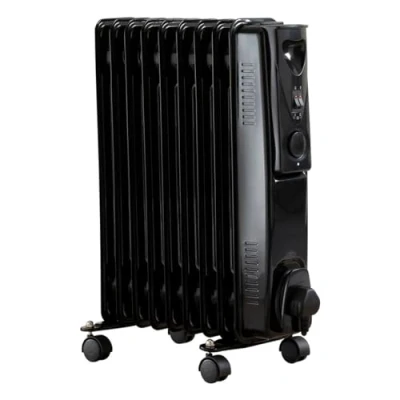 Image of Oil Filled Radiator 9 Fin, Electric for Home Office, Warms Any Room Quickly, Thermostatically Controlled 2000W Heater Maximum Warmth, Black
