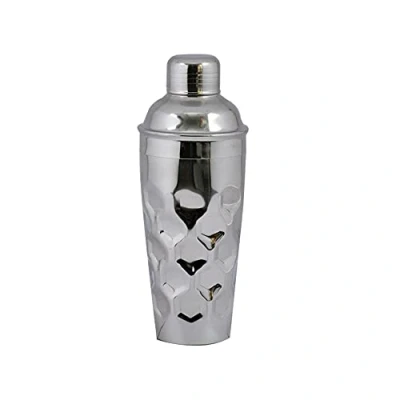 Image of Kosma Designer Stainless Steel Cocktail Shaker in Octagonal Hammered Effect Mocktail Home Martini Making Set Drink Bar Accessory (Size 750 ml)