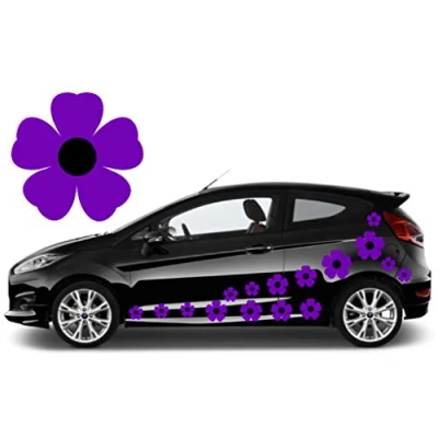 Image of TEEZ 32 Purple &amp; Black Flower Car Decals,Car Stickers Graphics, Daisy Decals