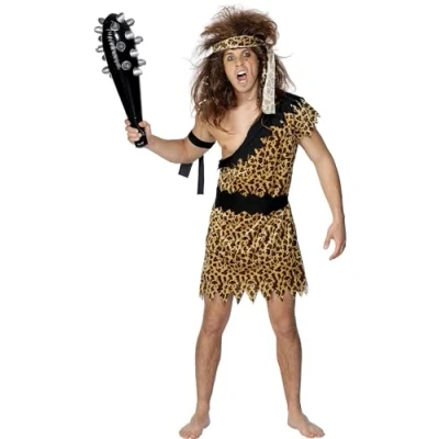 Image of Smiffys Caveman Costume, Brown with Tunic, Headband &amp; Armband, Cavemen Women Fancy Dress, Dress Up Costumes