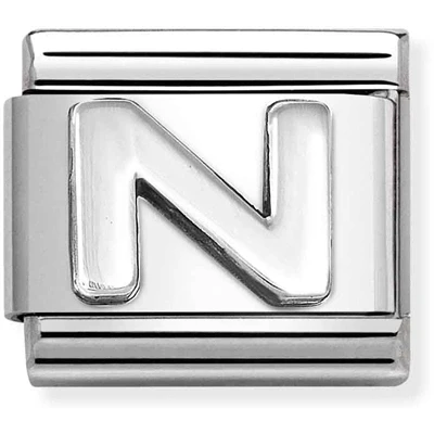 Image of Nomination Oxidised Silver Letter Charm N