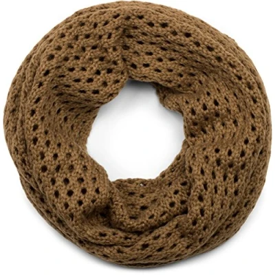 Image of styleBREAKER knit loop scarf with hole pattern, single colour holed snood, winter scarf, unisex 01018156, Colour:Cognac