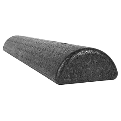 Image of CanDo Foam roller half round / Fascial roll Massage Pilates, Physio, Yoga, trigger point, 91 x 15 10 cm, black
