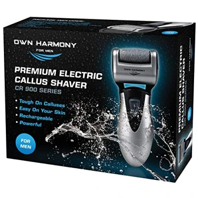 Image of Electric Hard Skin Remover for Men by Own Harmony: Callus Rechargeable Pedicure Tools w 3 Coarse Rollers, Velvet Smooth Foot Care Professional Spa Pedi Feet File (USB Cord)