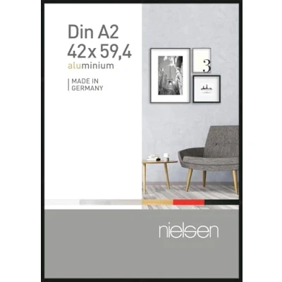 Image of nielsen Pixel Photo Frame, A2, 42x59.4cm Black Aluminium Picture Frame with Protective Float Glass and Push Turn Clips Frosted