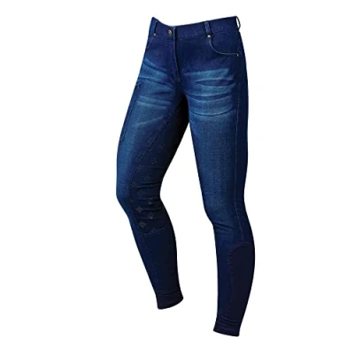 Image of Dublin Womens Shona Full Grip Silicone Print Denim Breeches 100002