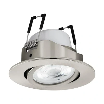Image of Eglo Connect.z Smart Home LED spot Light Saliceto Z, Ø 3.5 inches, ZigBee, app and Voice Control, White tunable (Warm Cool White), RGB, dimmable, Nickel matt Downlight for Ceiling