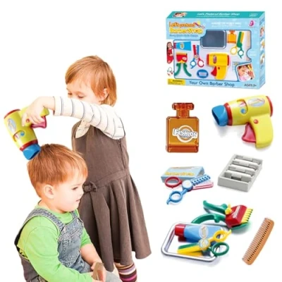 Image of Coo11 Kids Barber Set Toy, Own Shop, Hair Cutting Accessories, Beauty and Stylist Baber Toy Set, Suitable Gift for 3+ Years
