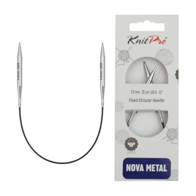 Image of KnitPro KP10981 Nova Metal: Knitting Pins: Circular: Fixed: 25cm x 5.00mm, Electroplated hollow brass, Silver, 25 0.5 cm