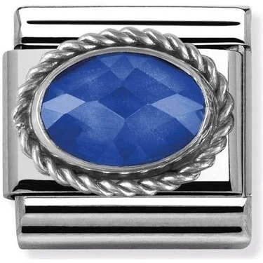 Image of Nomination Composable Classic Link Blue Faceted Zirconia
