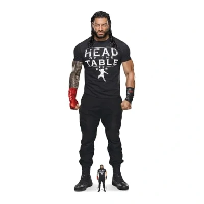 Image of Star Cutouts SC4326 Roman Reigns Head of the Table WWE Lifesize Cardboard Cutout with Mini Ideal for Fans, Collectors, and Event Decorations