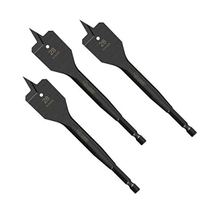 Image of 3 x SabreCut SCRIW28_3 28mm 152mm Impact Rated Flat Wood Spade Bits Compatible with Bosch Dewalt Makita Milwaukee and Many Others