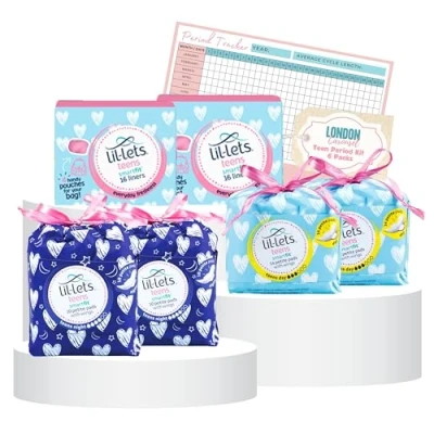 Image of Teen Sanitary Towels Bundle with Lil lets Pads x2, Night Time Panty Liners x2 and London Carousel Period Tracker