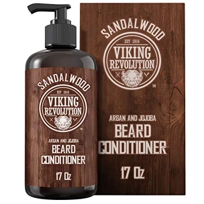 Image of Viking Revolution Beard Conditioner with Argan &amp; Jojoba Oils Softens Strengthens Oil Sandalwood 500ml