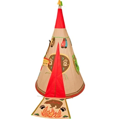 Image of Traditional Garden Games TGG088 Wigwam Teepee Play Tent Set for Kids, Wild West, Children