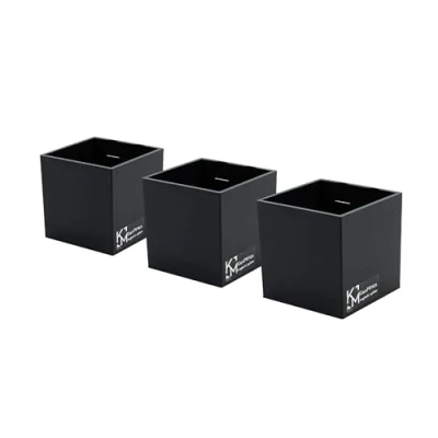 Image of KalaMitica Set of 3 Magnetic Cubes 6.5 cm Black Storage Boxes or Cachepots with Powerful Magnet for Wall Boards