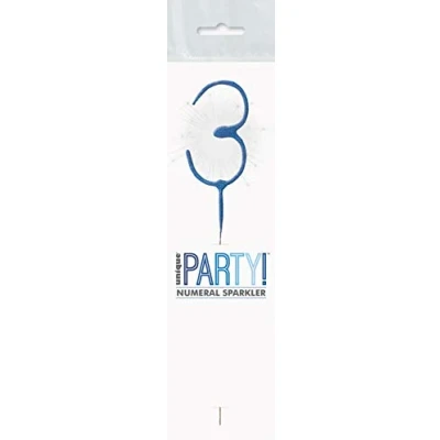 Image of Blue Glitz Number 3 Birthday Sparkler (17cm) Perfect for Birthday, Anniversary &amp; Milestones Celebration 1 Pc