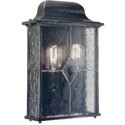 Image of Wexford 2 Light Outdoor Wall Half Lantern Black Silver IP43, E27
