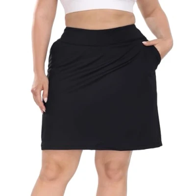 Image of HDE Womens Plus Size Athletic Skort Golf Tennis Skirt with Bike Shorts &amp; Pockets, Black, 26