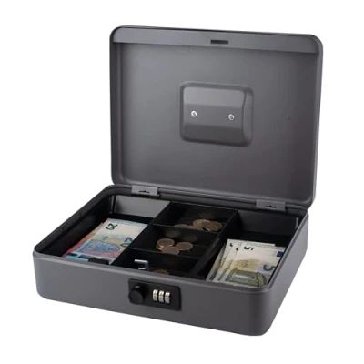 Image of PAVO 8014408 12 inch Cash Box with Combination Lock Dark Grey
